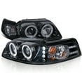 thumbnail image 1 of Spec-D Tuning Black Smoke LED Dual Halo Projector Headlights Compatible with 1999-2004 Ford Mustang, Left + Right Pair Headlamps Assembly, 1 of 5