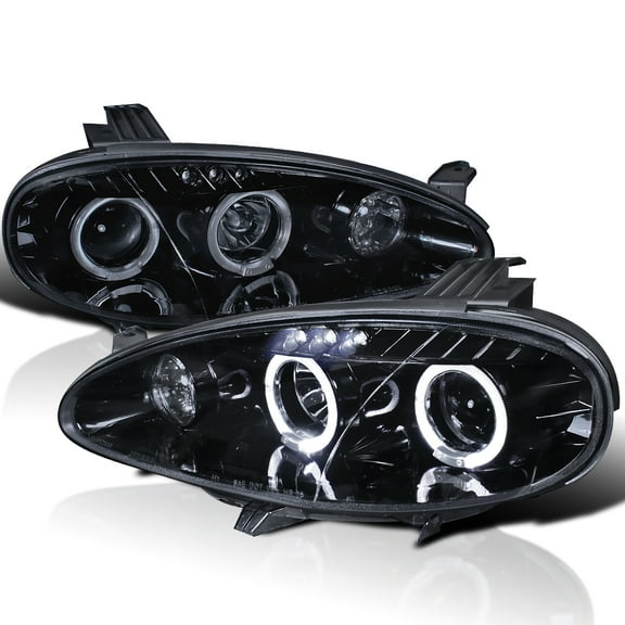 Spec-D Tuning Black Smoke LED Dual Halo Projector Headlights Compatible with 2001-2005 Mazda Miata MX-5 MX5 , Left + Right Pair Headlamps Assembly