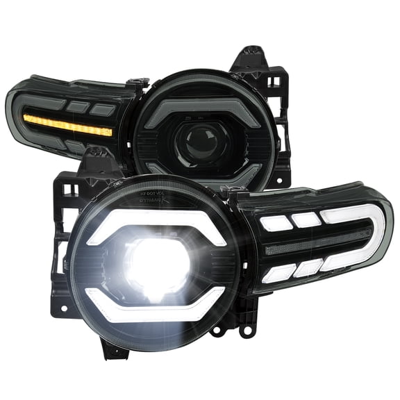 Spec-D Tuning Black Smoke Full LED Projector Headlights w/ Sequential Turn Signal and Startup Animation Compatible with 2007-2014 Toyota FJ Cruiser, Left + Right Pair Headlamp Assembly