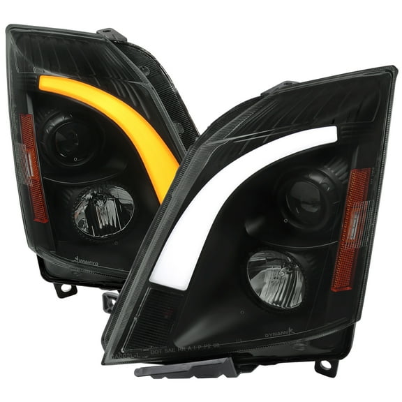 Spec-D Tuning Black Smoke LED Switchback Projector Headlights Compatible with 2008-2014 Cadillac CTS, Left + Right Pair Headlamps Assembly