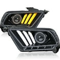 thumbnail image 1 of Spec-D Tuning Black Smoke Projector Headlights Hi-Tech Look Sequential LED Compatible with 2010-2014 Ford Mustang, Left + Right Pair Headlamps Assembly, 1 of 8