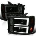 thumbnail image 1 of Spec-D Tuning Black Smoke Projector Headlights w/ LED Light Bar Compatible with 2007-2013 GMC Sierra 1500, 1500HD, 2500HD, 3500HD, Left + Right Pair Headlamps Assembly, 1 of 5