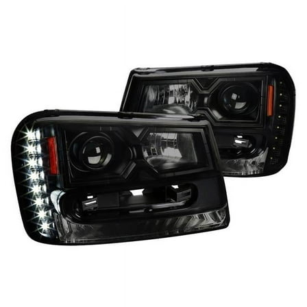 Spec D Tuning  Black & Smoke Projector Headlights with LED DRL for 2002-2009 Chevy Trailblazer