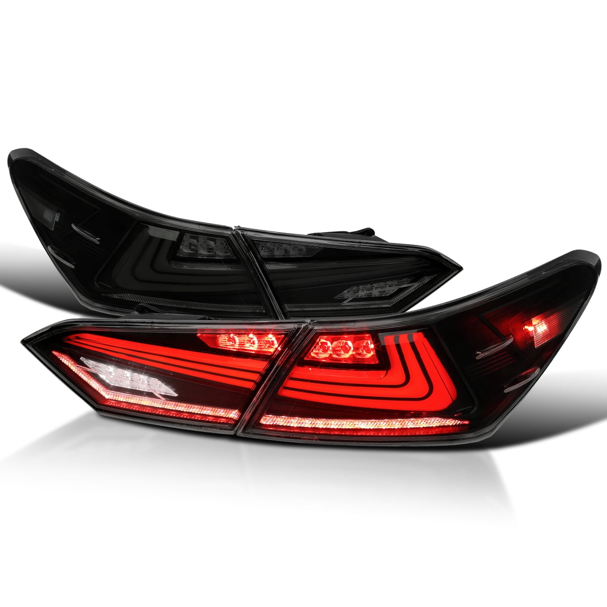 Spec-D Tuning Black Smoke Sequential Tail Lights w/ LED Turn Signal and Startup Animation Compatible with 2018-2022 Toyota Camry, Left + Right Pair Assembly