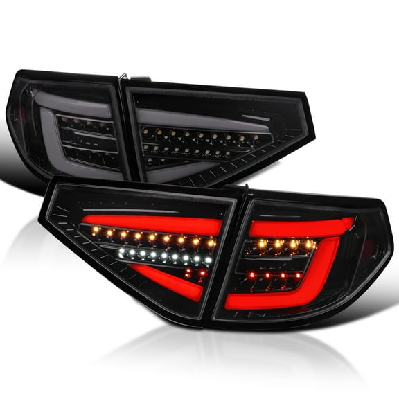 Spec-D Tuning Black Smoke Sequential Tail Lights w/ White LED Bar Compatible with 2008-2014 Subaru Impreza WRX Hatchback, Left + Right Pair Assembly