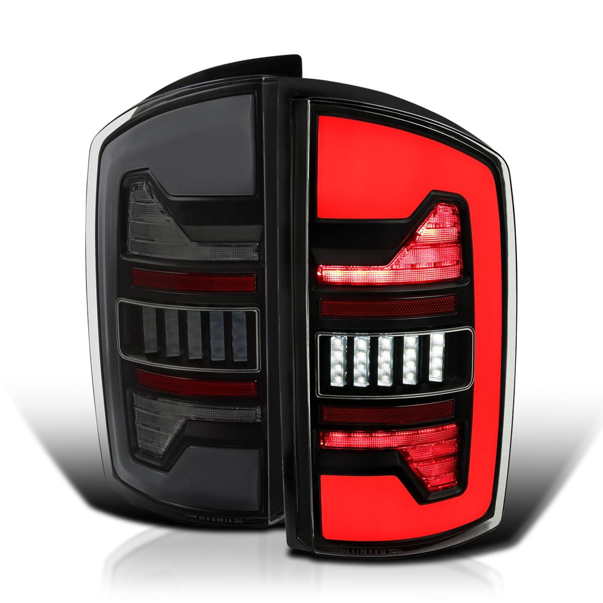 RazorMotor C-Shape LED Tail Lights For 2009-2018 Dodge Ram 1500 2500 3500 – Chrome Housing, Clear Lens