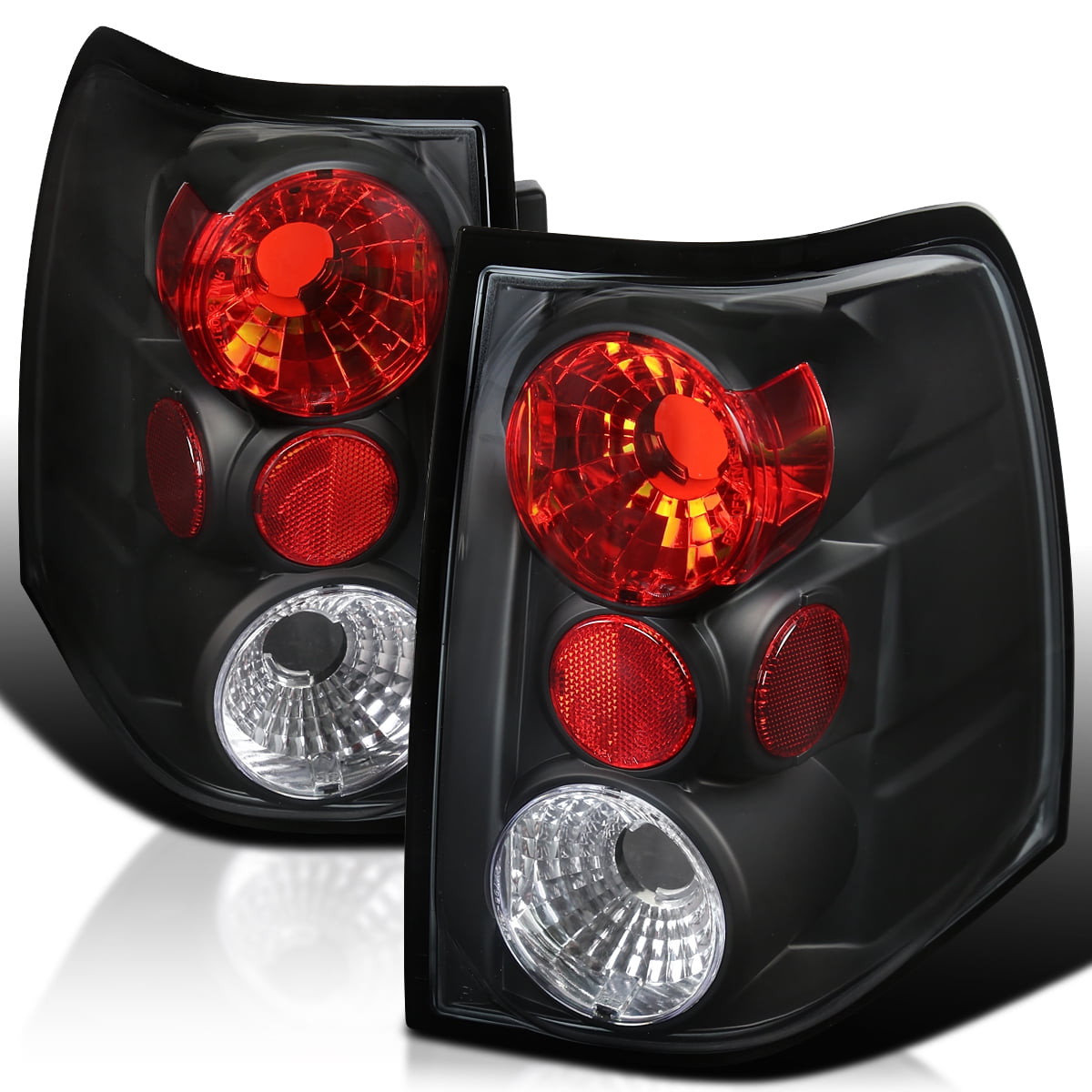 Spec-D Tuning Black Tail Lights Compatible with 2003-2006 Ford Expedition, Left + Right Pair Assembly