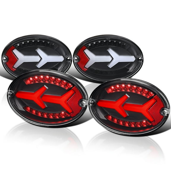 Spec-D Tuning Black Tail Lights w/ LED Tube Bar Compatible with 1997-2004 Chevy Corvette C5