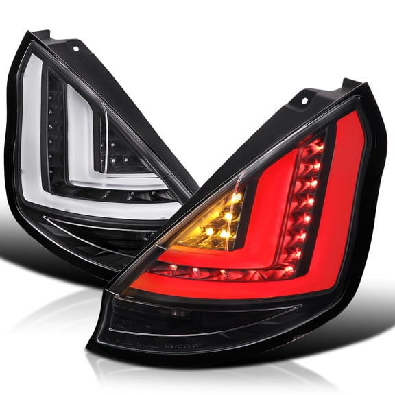 Spec-D Tuning Black Tail Lights w/ LED Tube Compatible with 2014-2019 Ford Fiesta Hatchback, Left + Right Assembly