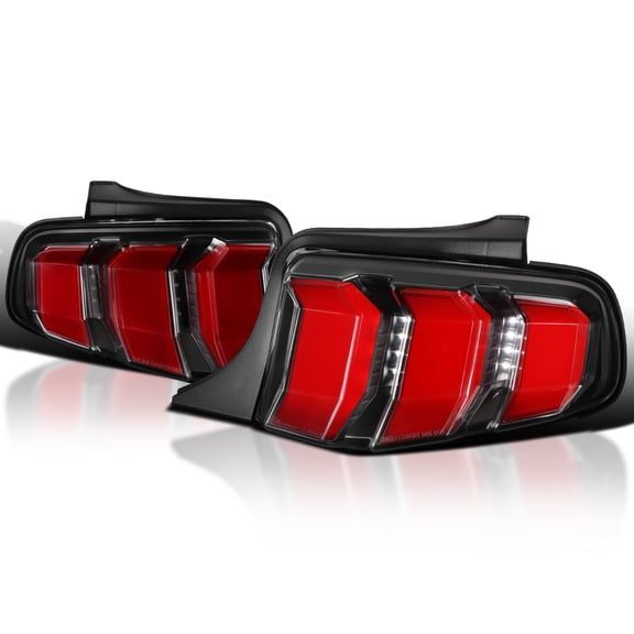 Spec-D Tuning Black Tail Lights w/ Red Sequential LED Turn Signal Compatible with 2010-2012 Ford Mustang, Left + Right Pair Assembly