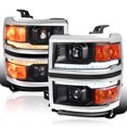 thumbnail image 1 of Spec-D Tuning Black w/ Silver Trim Projector Headlights w/ Sequential Switchback LED Strip and Startup Animation Compatible with 2014-2015 Chevy Silverado 1500, Left + Right Pair Headlamps Assembly, 1 of 6