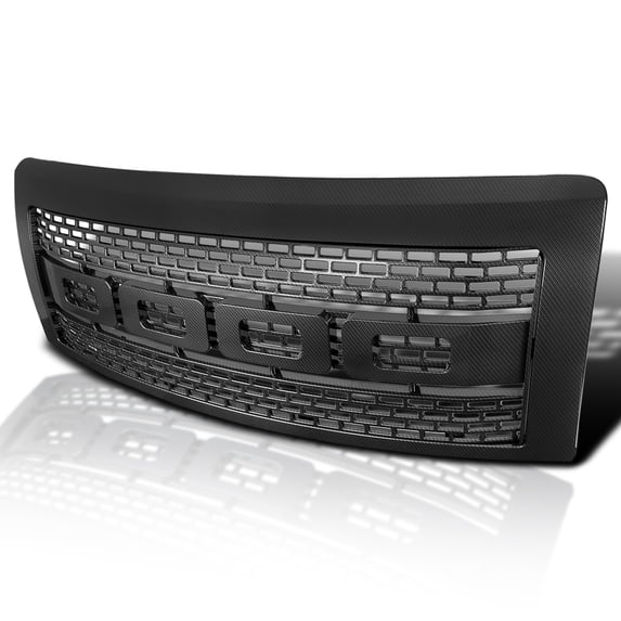 Spec-D Tuning Carbon Fiber Look Raptor Style Front Hood Grille Compatible with 2009-2014 Ford F-150 Truck