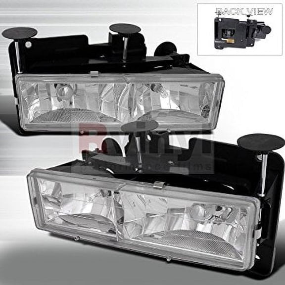 Spec-D Tuning Chevrolet C10 1988 1989 1990 1991 1992 1993 1994 1995 1996 1997 1998 Euro Headlights - Chrome Crystal