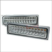 Spec-D Tuning Chevrolet C10 C/K Blazer Full Size Tahoe Suburban Silverado / GMC Yukon Sierra 1988 1989 1990 1991 1992 1993 1994 1995 1996 1997 1998 LED Turn Signal Bumper Lights - Chrome