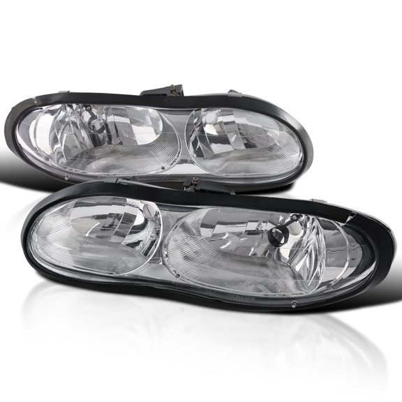 Spec-D Tuning Chrome Clear Headlights Compatible with 1998-2002 Chevy Camaro Z28 L+R Pair Head Light Lamp Assembly