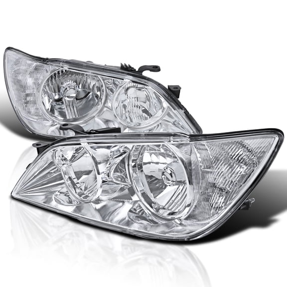 Spec-D Tuning Chrome Clear Headlights Front Lamps Compatible with 2001-2005 Lexus Is300 L+R Pair Head Light Lamp Assembly