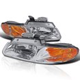 thumbnail image 1 of Spec-D Tuning Chrome Headlights Amber Reflector Compatible with 1996-2000 Dodge Grand Caravan, Chrysler Town & Country, Grand Voyager, L+R Pair Head Light Lamp Assembly, 1 of 6