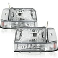 thumbnail image 1 of Spec-D Tuning Chrome Headlights + Bumper Lights + Corner Lamps Compatible with 1992-1996 Ford F150 F250 F350 Bronco, Left + Right Pair Headlamps Assembly, 1 of 6