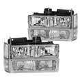thumbnail image 1 of Spec-D Tuning Chrome Headlights + Bumper Lights Corner Lights + Clear Reflectors Compatible with 1994-1998 GMC C10 Pick Up Sierra L+R Pair Assembly, Left + Right Pair Headlamps Assembly, 1 of 7