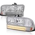 thumbnail image 1 of Spec-D Tuning Chrome Headlights + Chrome LED Bumper Lights Compatible with 1998-2004 Chevy S10, Blazer, Left + Right Pair Headlamps Assembly, 1 of 7