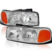 Spec-D Tuning Chrome Headlights Compatible with 1999-2007 GMC Sierra, Left   Right Pair Headlamp Assembly