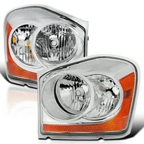 Spec-D Tuning Chrome Headlights Compatible with 2004-2006 Dodge Durango, Left   Right Pair Headlamps Assembly