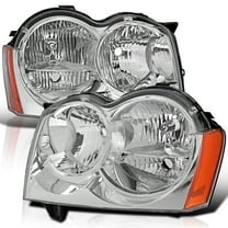 Spec-D Tuning Chrome Headlights Compatible with 2005-2007 Jeep Grand Cherokee, Left   Right Head Lights Assembly