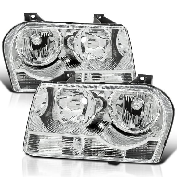 Spec-D Tuning Chrome Headlights Compatible with 2005-2010 Chrysler 300, Left + Right Pair Headlamp Assembly