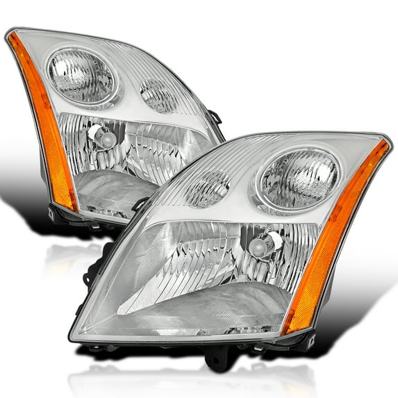 Spec-D Tuning Chrome Headlights Compatible with 2007-2009 Nissan Sentra, Left + Right Pair Headlamps Assembly