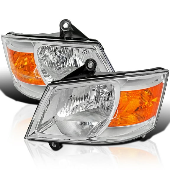 Spec-D Tuning Chrome Headlights Compatible with 2008-2010 Dodge Grand Caravan L+R Pair Head Light Lamp Assembly