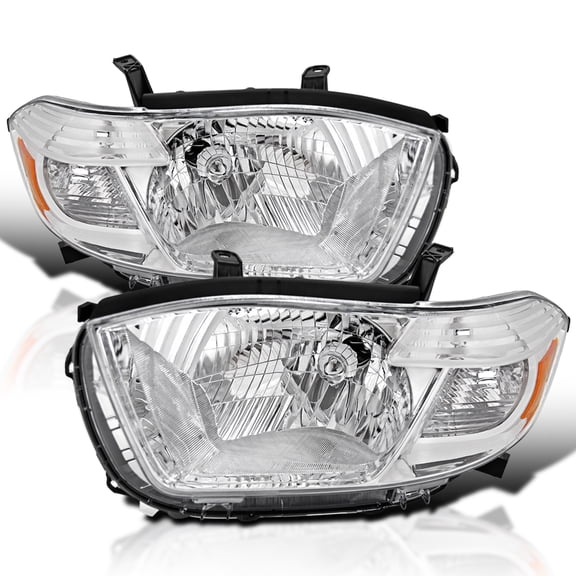 Spec-D Tuning Chrome Headlights Compatible with 2008-2010 Toyota Highlander models built in Japan only, Left + Right Pair Headlamp Assembly
