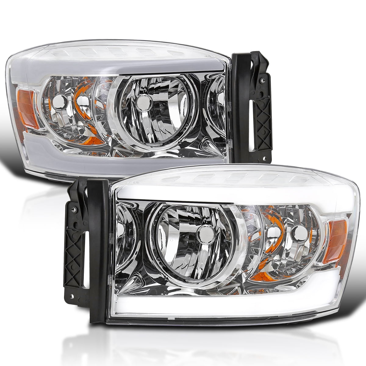 Spec-D Tuning Chrome Headlights w/ LED Bar Compatible with 2006-2008 ...