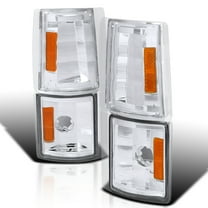 Spec-D Tuning Chrome Housing Clear Lens 4PC Corner Lights Compatible with 1994-1998 Chevy C10 Pickup Truck L R Pair Assembly