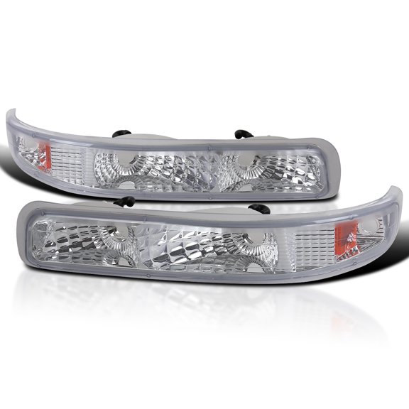 Spec-D Tuning Chrome Housing Clear Lens Bumper Lights Compatible with 1999-2002 Chevy Silverado, 2000-2006 Chevy Tahoe and Suburban 1500/2500, L+R Pair Assembly