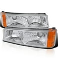 thumbnail image 1 of Spec-D Tuning Chrome Housing Clear Lens Bumper Lights Compatible with 2003-2006 Chevy Silverado Avalanche L+R Pair Assembly, 1 of 7