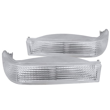 Spec-D Tuning Chrome Housing Clear Lens Bumper Lights for 1993-1996 Jeep Grand Cherokee Turn Signal Lamps Left + Right Pair