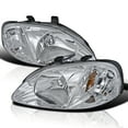 thumbnail image 1 of Spec-D Tuning Chrome Housing Clear Lens Headlights Compatible with 1999-2000 Honda Civic Ek Ex Lx Si L+R Pair Head Light Lamp Assembly, 1 of 6