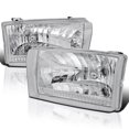 thumbnail image 1 of Spec-D Tuning Chrome Housing Clear Lens Headlights Compatible with 1999-2004 Ford F250 F350 F450 F550 L+R Pair Head Light Lamp Assembly, 1 of 6