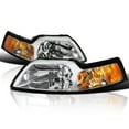 thumbnail image 1 of Spec-D Tuning Chrome Housing Clear Lens Headlights Compatible with 1999-2004 Ford Mustang L+R Pair Head Light Lamp Assembly, 1 of 6
