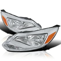 Spec-D Tuning Chrome Housing Clear Lens Headlights Compatible with 2012-2015 Ford Focus L+R Pair Head Light Lamp Assembly