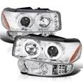thumbnail image 1 of Spec-D Tuning Chrome Housing Clear Lens LED Halo Projector Headlights + Bumper Lights Compatible with 2001-2006 GMC Yukon Denali  Models, Left + Right Pair Headlamps Assembly, 1 of 7