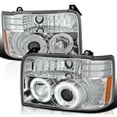 thumbnail image 1 of Spec-D Tuning Chrome Housing Clear Lens Projector Headlights Compatible with 1992-1996 Ford F-150/ F-250/ F-350, 1992-1996 Ford Bronco, Left + Right Pair Headlamps Assembly, 1 of 5