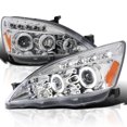 thumbnail image 1 of Spec-D Tuning Chrome Housing Clear Lens Projector Headlights Compatible with 2003-2007 Honda Accord 2/4Dr, Left + Right Pair Headlamps Assembly, 1 of 6