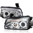 thumbnail image 1 of Spec-D Tuning Chrome Housing Clear Lens Projector Headlights Compatible with 2006-2010 Dodge Charger, Left + Right Pair Headlamps Assembly, 1 of 7