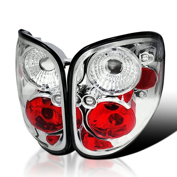 Spec-D Tuning Chrome Housing Clear Lens Tail Lights Compatible with 1997-2003 Ford F-150 Flareside, 2004 Ford F-150 Heritage Flareside, Left + Right Pair Assembly