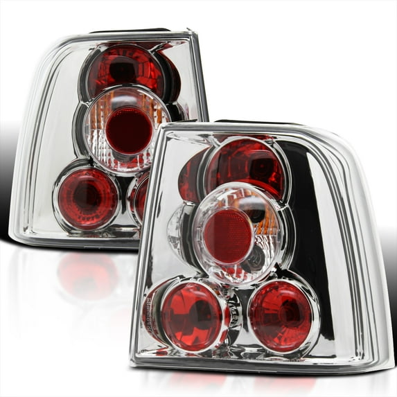 Spec-D Tuning Chrome Housing Clear Lens Tail Lights Compatible with 1998-2001 Volkswagen Passat 4 Door , Left + Right Pair Assembly