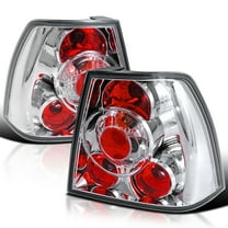 Spec-D Tuning Chrome Housing Clear Lens Tail Lights Compatible with 1999-2005 VW Jetta/Bora MK4 4-door Sedan, Left Right Pair Assembly