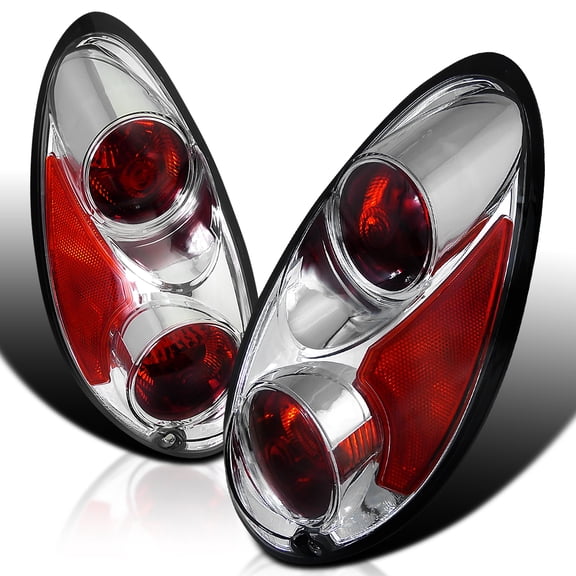 Spec-D Tuning Chrome Housing Clear Lens Tail Lights Compatible with 2001-2005 Chrysler PT Cruiser, Left + Right Pair Assembly