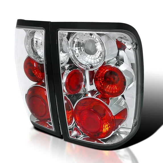 Spec-D Tuning Chrome Housing Clear Lens Tail Lights Compatible with 2001-2005 Ford Ranger, Left + Right Pair Assembly