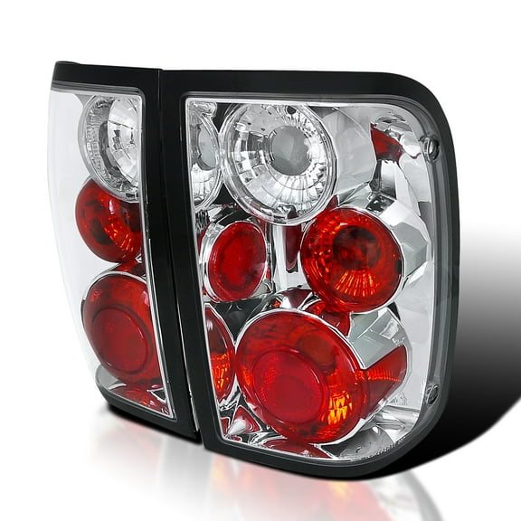 Spec-D Tuning Chrome Housing Clear Lens Tail Lights Compatible with 2001-2005 Ford Ranger, Left + Right Pair Assembly